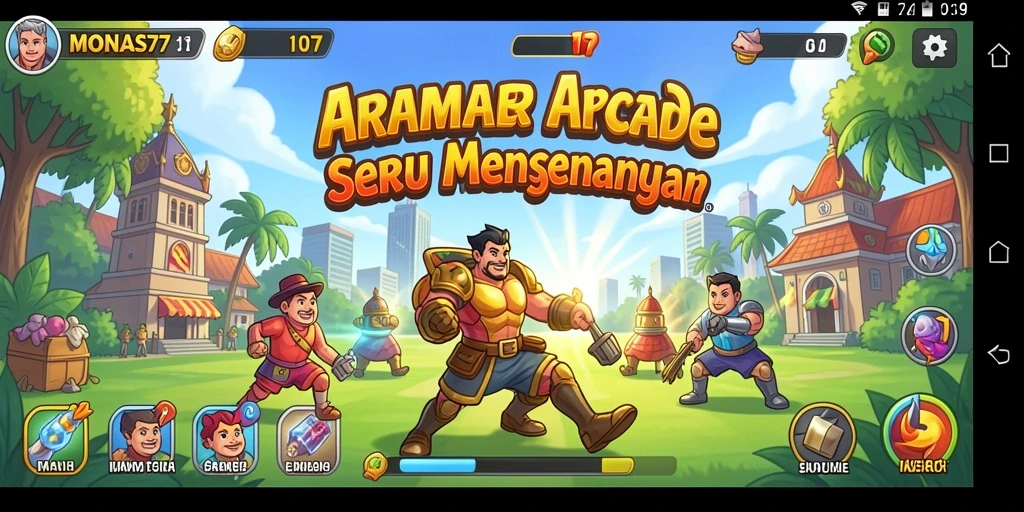 Tampilan gameplay seru di MONAS77 dengan berbagai tantangan Arcade.