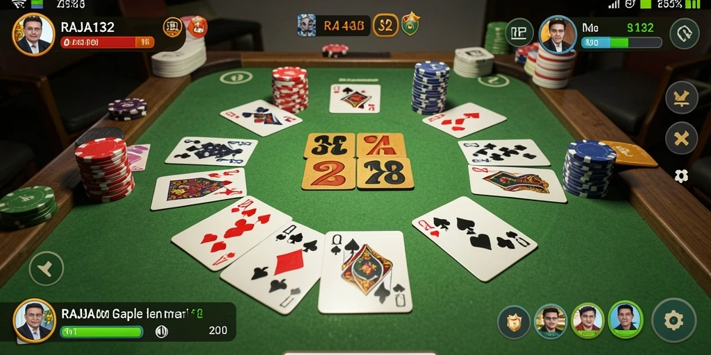 Tampilan gameplay seru RAJA132 dalam permainan Gaple.