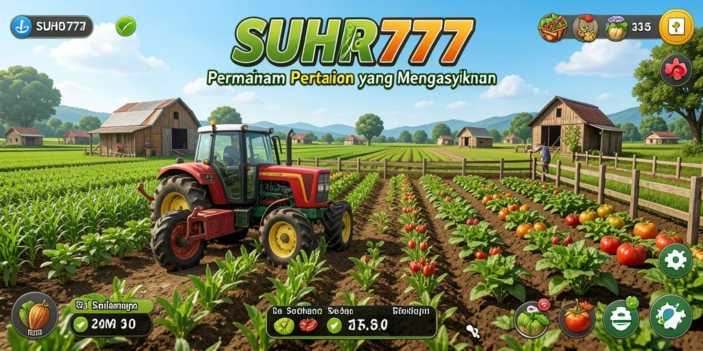 Screenshot utama SUHU777 menampilkan pertanian yang indah dan gameplay yang seru.