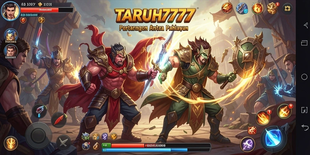 Screenshot gameplay TARUH777 menampilkan aksi pertarungan yang seru dan mendebarkan.